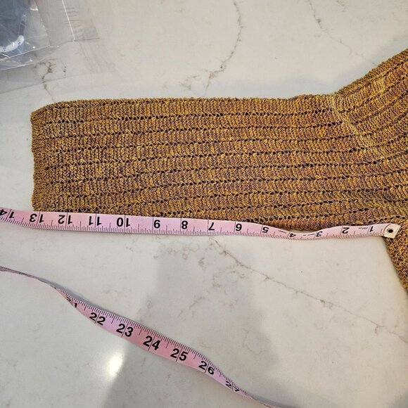 J. Jill Size Medium Gold V-Neck Open Knit Lightweight Tunic Sweater 3/4 Sleeve - Picture 12 of 13